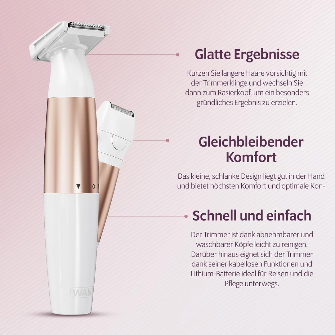 WAHL Trim & Shave, Damen-Trimmer, Damen-Rasierer, Haarentfernung, Bikinizone und Achselhöhlen, sanft