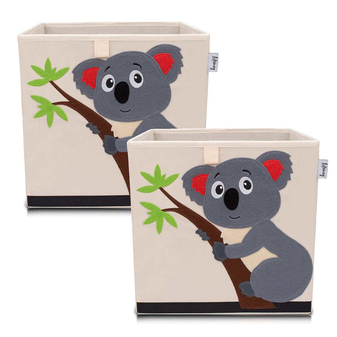 LIFENEY Aufbewahrungsbox im 2er Set Koala I Doppelpack Spielzeugbox mit Tiermotiv passend für Würfel