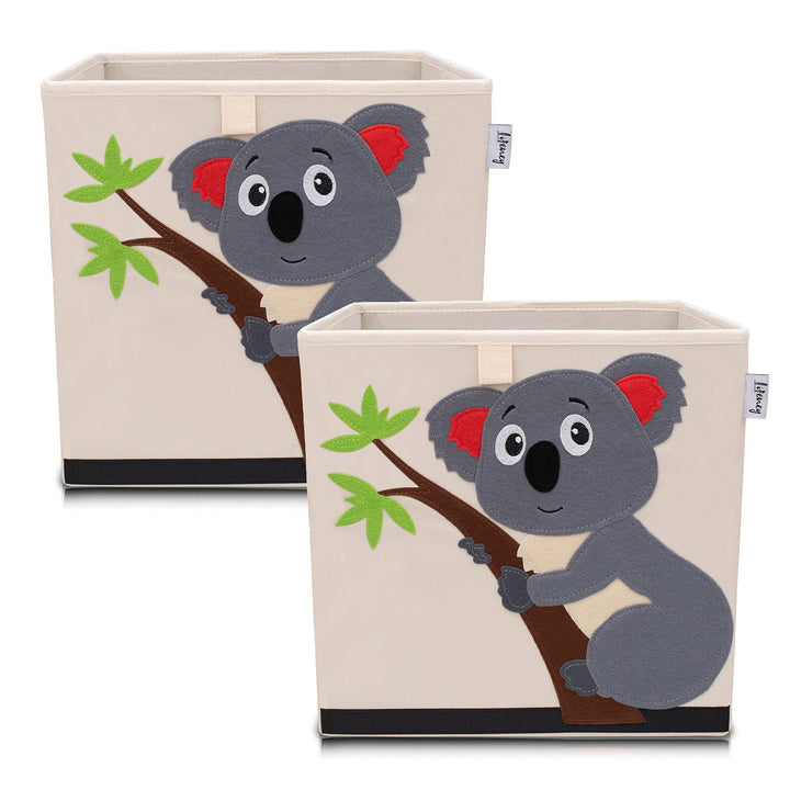 LIFENEY Aufbewahrungsbox im 2er Set Koala I Doppelpack Spielzeugbox mit Tiermotiv passend für Würfel