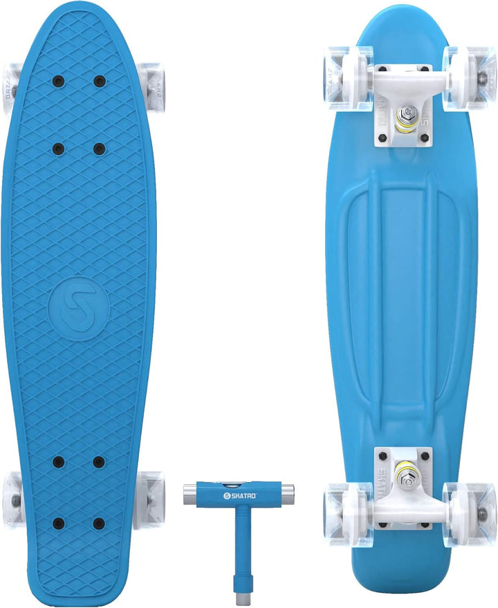 Skatro - Mini-Cruiser-Skateboard. 22 Zoll Kunststoff-Board im Retro-Stil, komplett mit Arctic Glacie