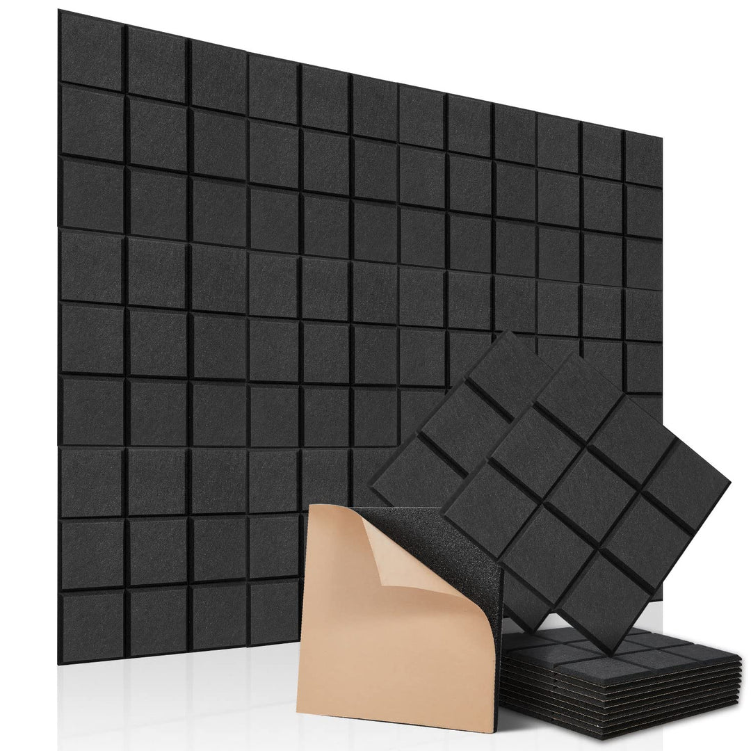 Quadratische Akustikplatten selbstklebend 12 Stück I Schallabsorber mit hoher Dichte für Wand Decken