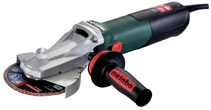 metabo WEF 15-125 Quick Flachkopf-Winkelschleifer, 1550 W, 125 mm Ø | Fuer enge Winkel bis 43 Grad,