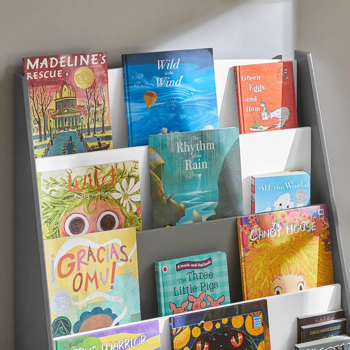 SoBuy Bücherregal Kinder Montessori Kinderregal mit 4 Ablagefächern Regal Kinderzimmer Spielzeug Auf