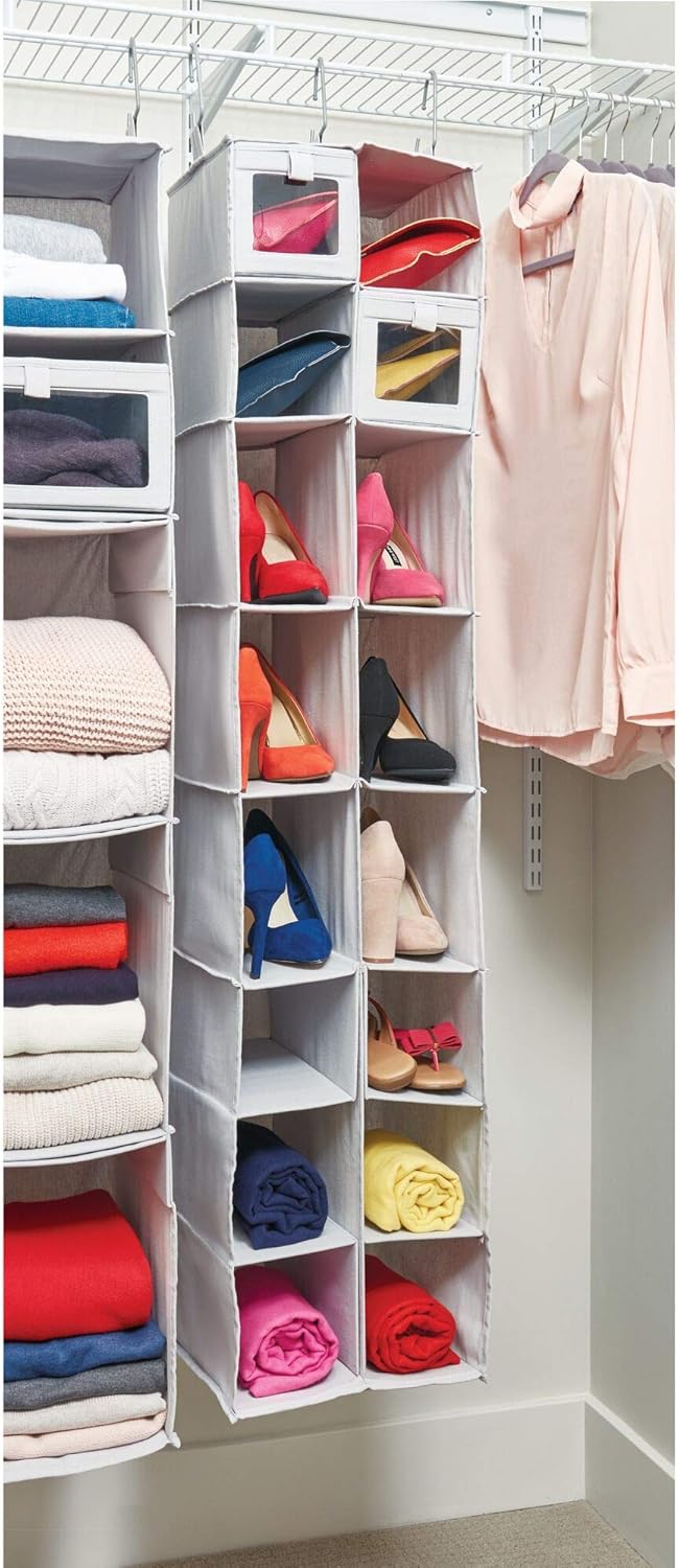 InterDesign Evie Schrank-Organizer, Stoff MDF, Schuh- und Stiefelorganizer, 12-16 Compartment, Schuh