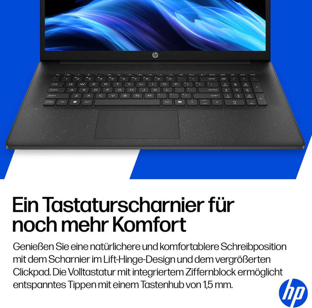 HP Laptop mit 17,3" FHD Display, AMD Ryzen 3 7320U, 8 GB DDR5 RAM, 512 GB SSD, AMD Radeon Grafik, Wi