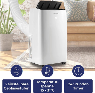 KLAMER Mobile Klimaanlage mit Abluftschlauch und Wassertank, 14000 BTU/h, 3-in-1 Klimagerät für Räum