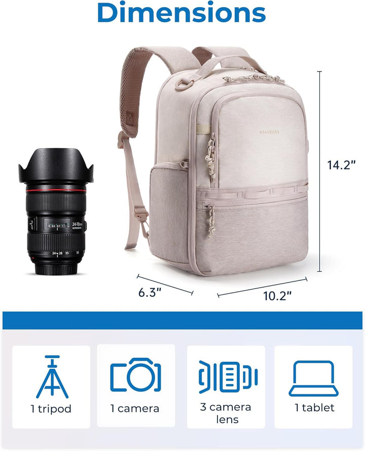 bagsmart Kamerarucksack,DSLR SLR Klein Kameratasche für Fotografen Kompatibel,Schultergurt 2-in-1 Re