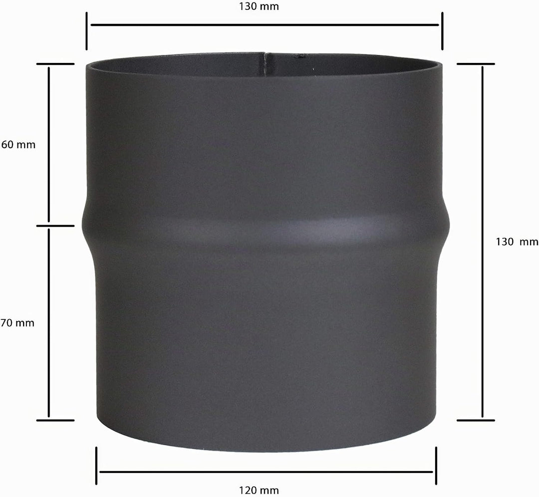LANZZAS Rauchrohr Erweiterung von Ø 120 mm auf Ø 130 mm - Farbe: schwarz-metallic -