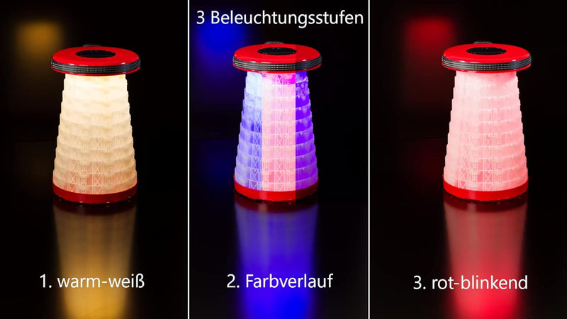 SITTOGLOW by WEDO 2126101 | Teleskophocker mit LED-Beleuchtung | 3 Beleuchtungsstufen | 42 cm Höhe |