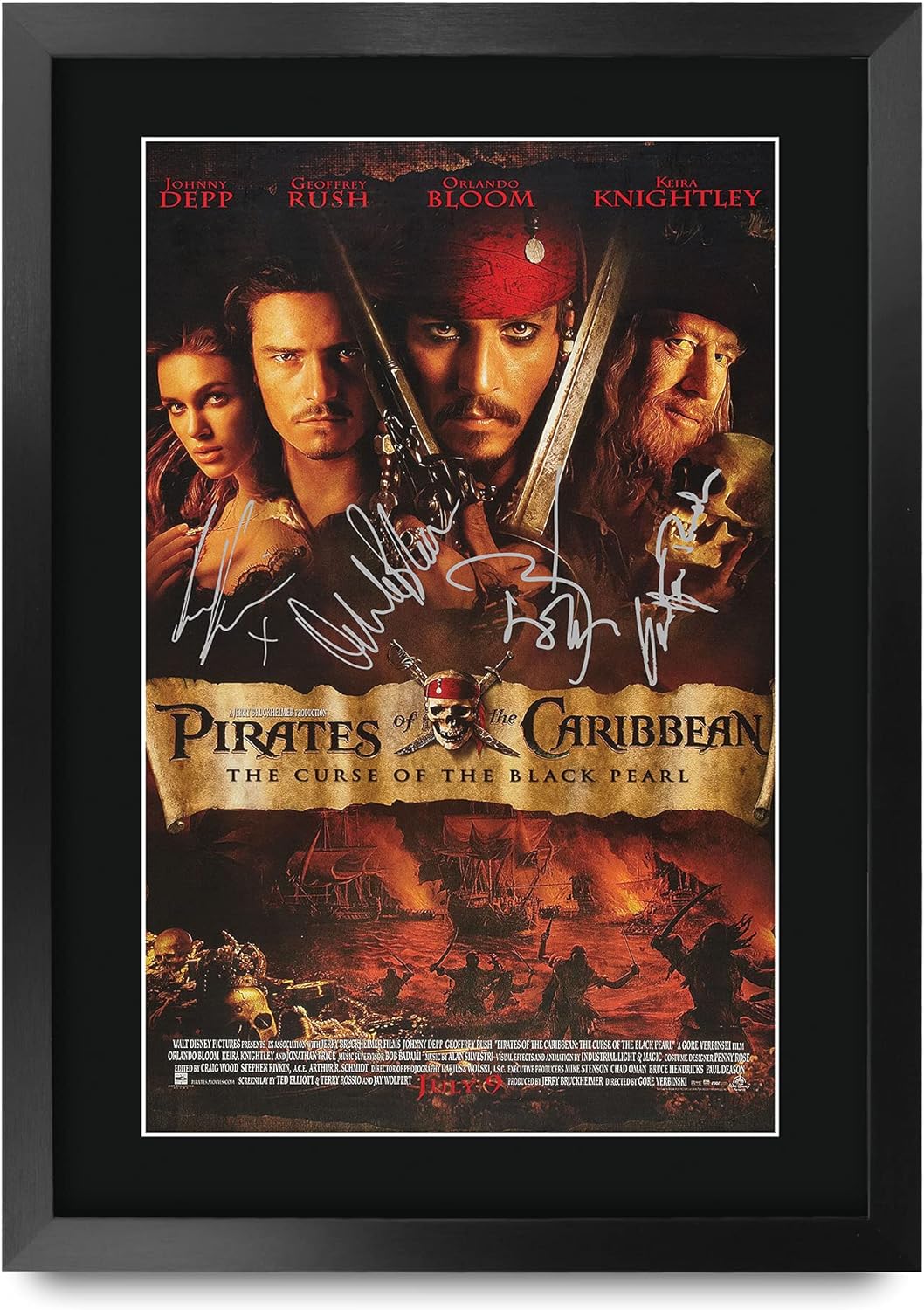 HWC Trading Pirates Of The Caribbean The Curse Of The Black Pearl A3 Gerahmte Signiert Gedruckt Auto