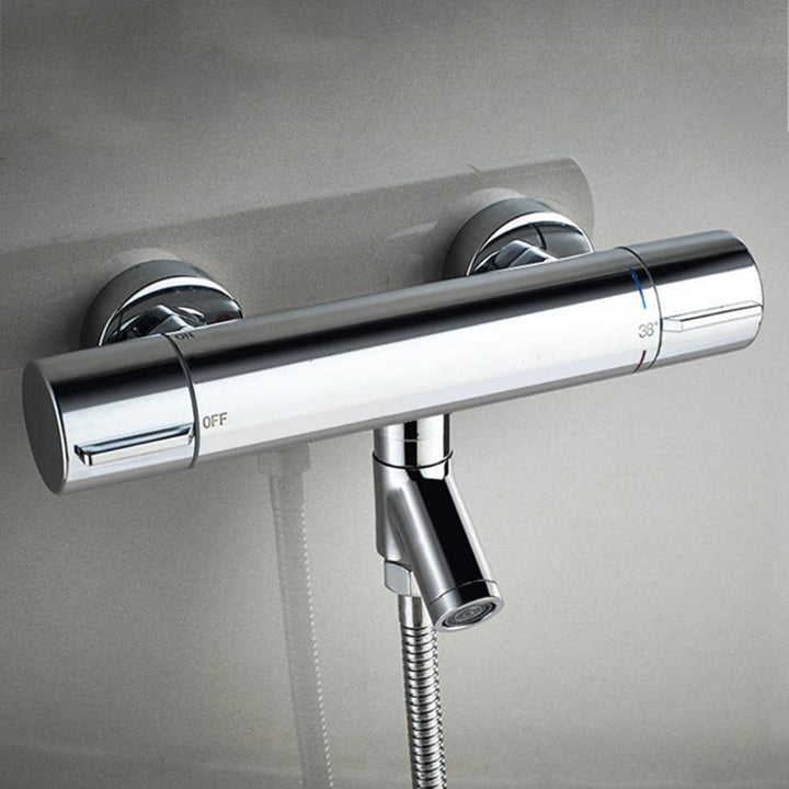 AFUDER Duschthermostat Mischbatterie 38℃ Schwarz Badewannen-Brausethermostat G 1/2" Zwei-Auslauf-Bra