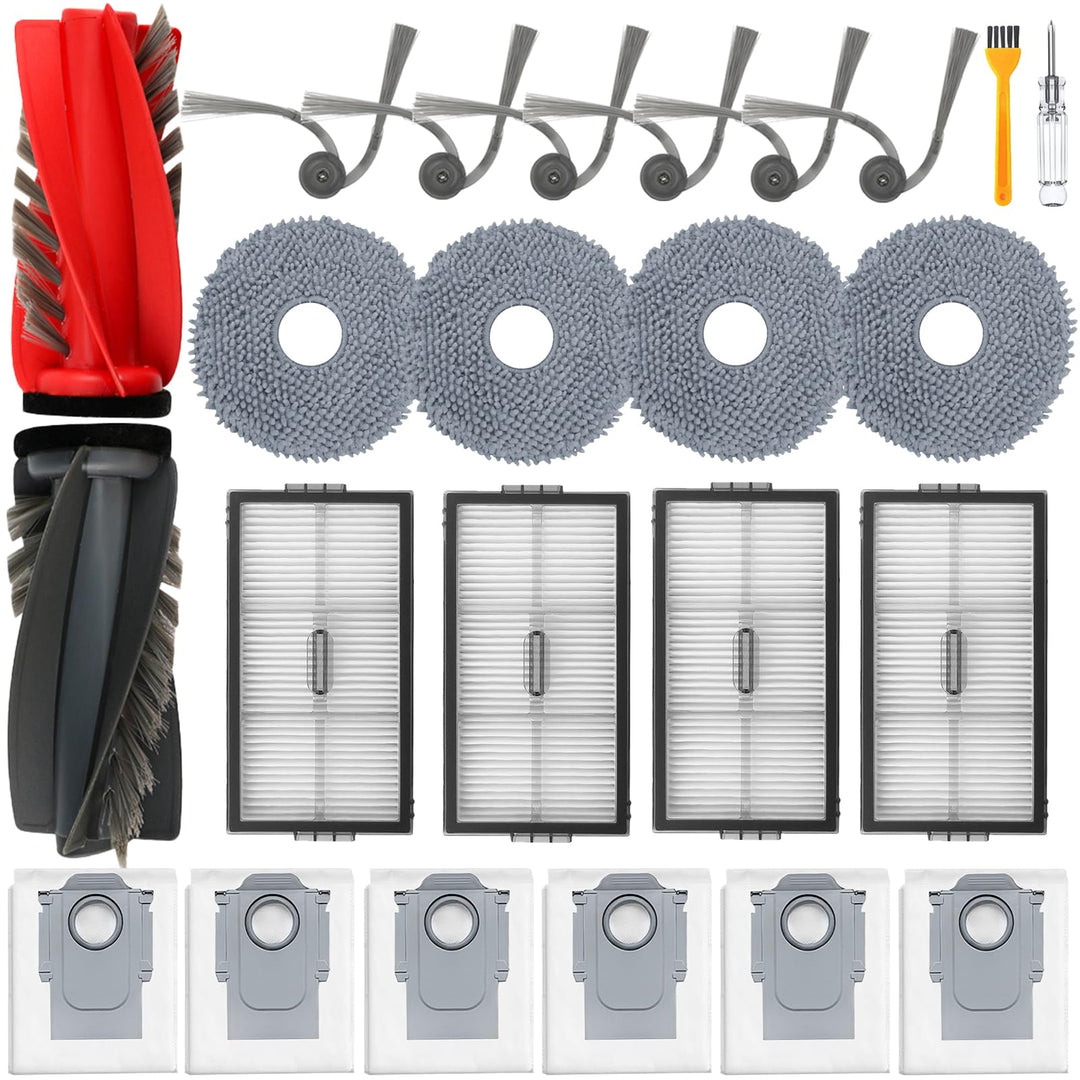 24 Stück Zubehör für Roborock Saros 10R/Qrevo CurvX Staubsauger, Ersatzteile mit 1 Paar Hauptbürste,