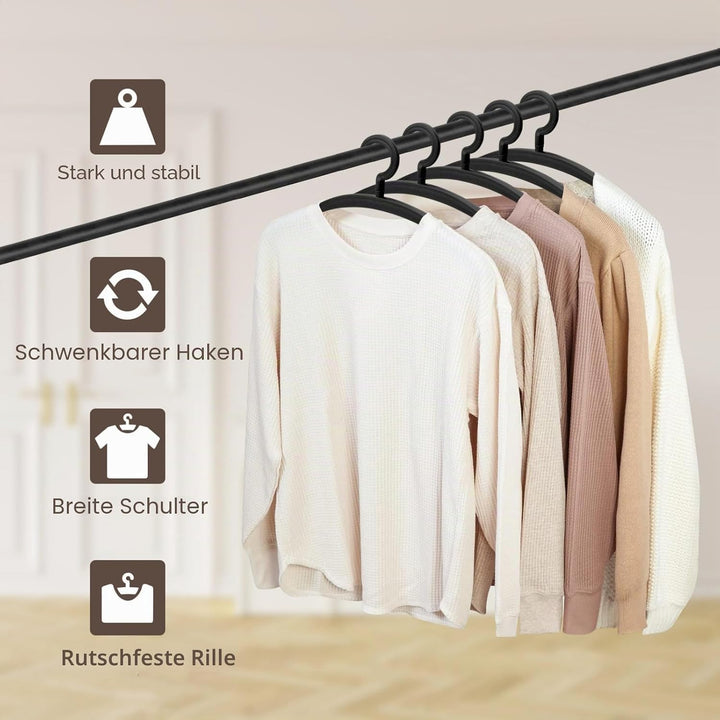 10 Stück robuste Kunststoff-Kleiderbügel 11,3 kg Kapazität Drehhaken breite Schulter rutschfest dick