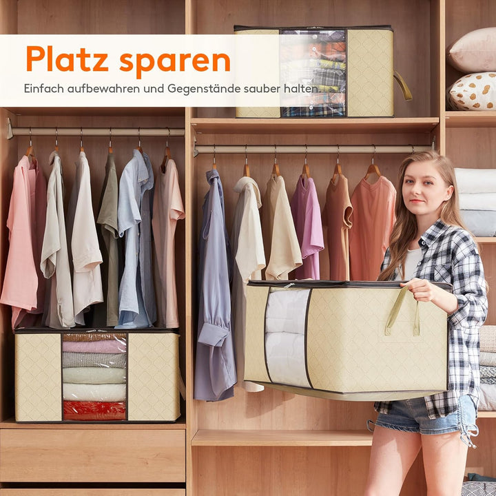 Lifewit 6 Stück 90L Aufbewahrungstasche, Aufbewahrungsbox mit Deckel, Gross Kleideraufbewahrung Umzu
