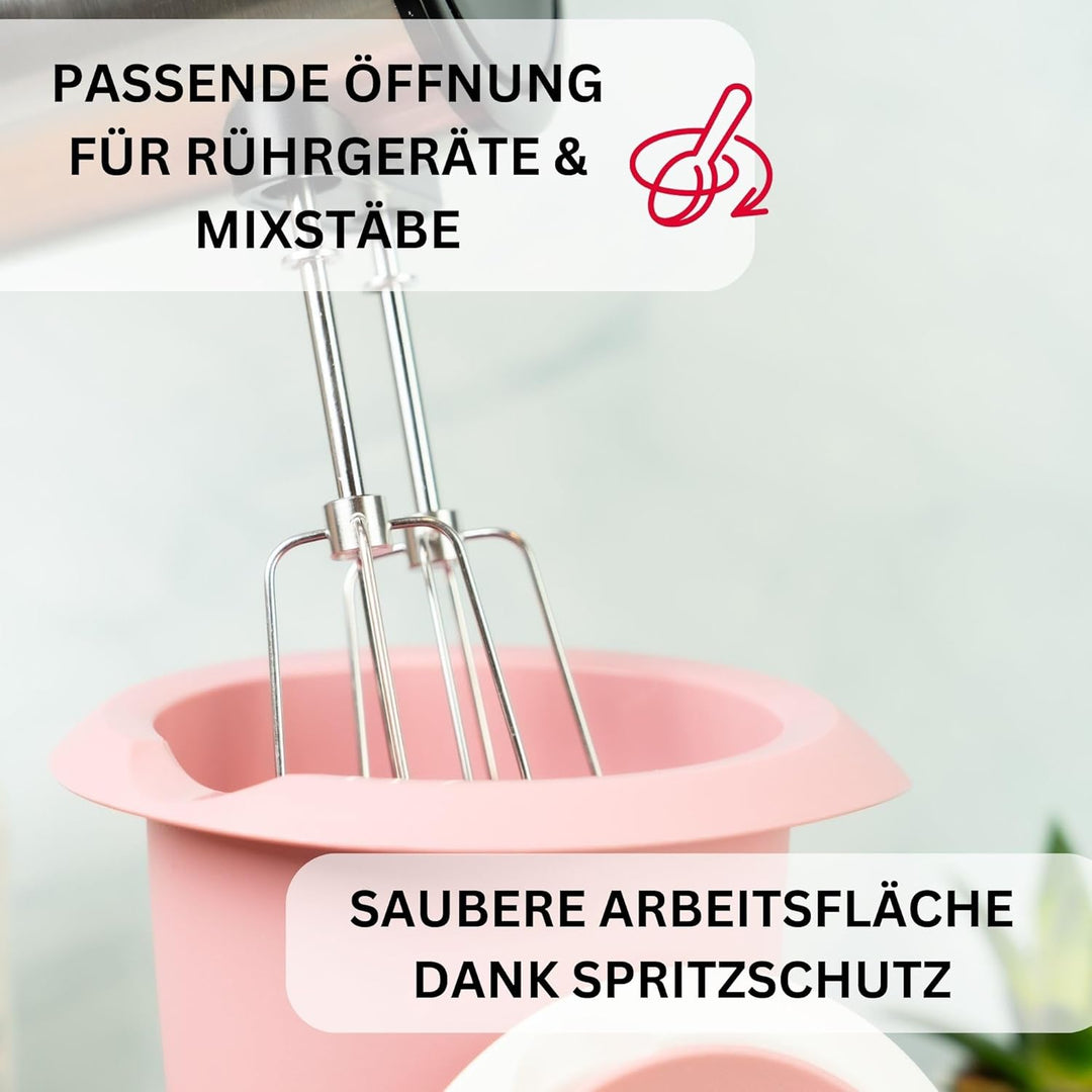 Westmark Quirltopf mit zweigeteiltem Deckel, 1 l, Mit Ausgiesser, Kunststoff, Rosa/Weiss, 3151227P R