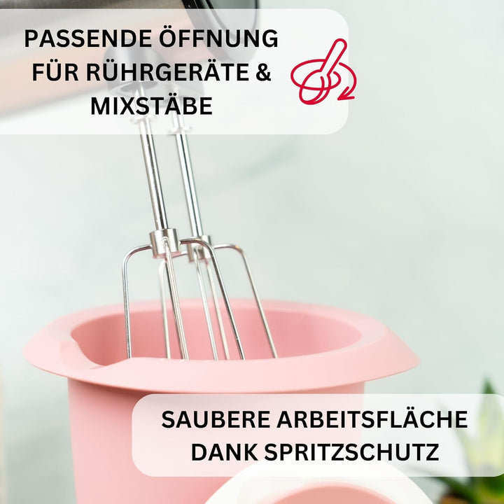 Westmark Quirltopf mit zweigeteiltem Deckel, 1 l, Mit Ausgiesser, Kunststoff, Rosa/Weiss, 3151227P R