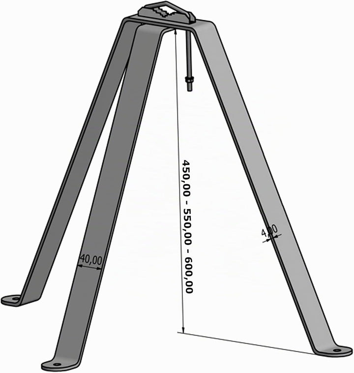 Wandbefestigung / Masthalterung aus hochwertigem Stahl variabel von 45 bis 60 cm - Mast- oder Stange