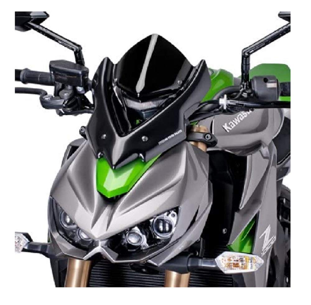 Puig 7011N Windschutzscheibe Cockpitverkleidung für Kawasaki Z1000 2014, Schwarz, Medium, Schwarz