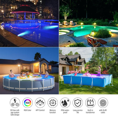 CXhome RGB Unterwasser LED Licht Multi Farbwechsel, 12V Poollampe LED Unterwasserlicht App-Steuerung