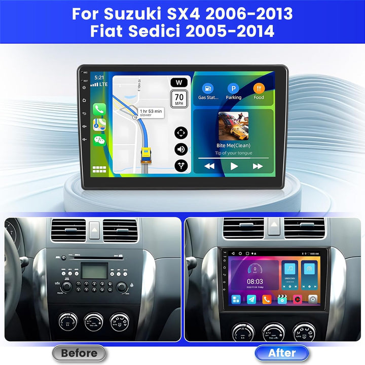 Android 15 Radio für Suzuki SX4 2006-2013 FIAT Sedici 2005-2014 2+64G mit Wireless CarPlay Android A