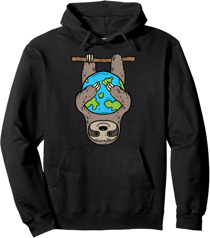 Lazy Sloth Hug Planet Earth Day 2020 Cute Animal Lover Gift Pullover Hoodie