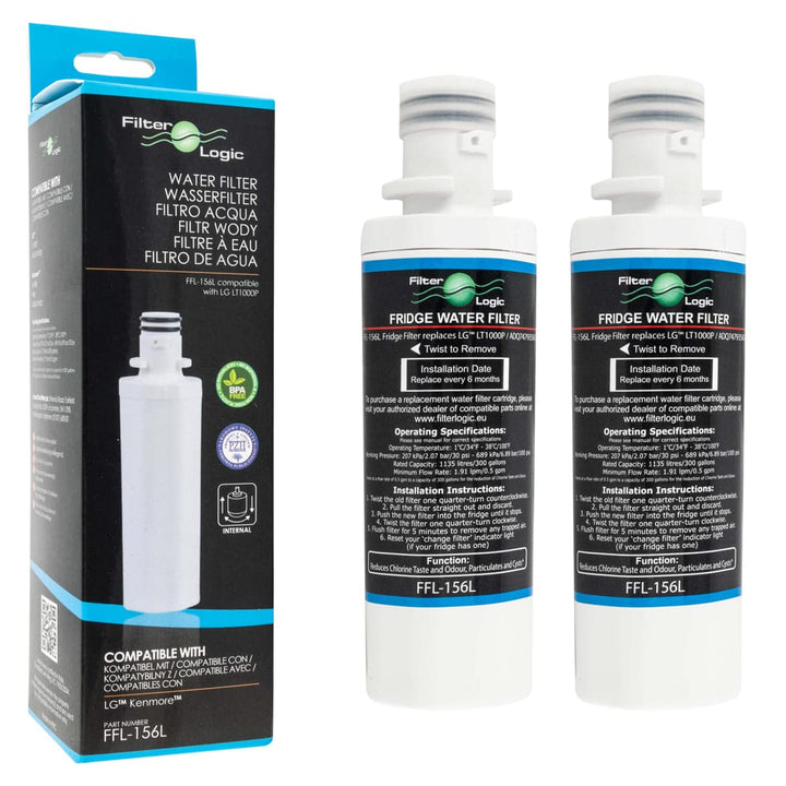 FilterLogic FFL-156L | 2x Kühlschrank Wasserfilter kompatibel mit LG LT1000P ADQ747935 ADQ74793501 W