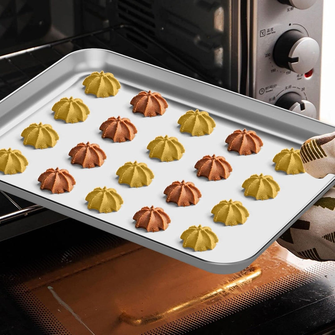 Wildone Baking Sheet Set of 2, Edelstahl Ofenblech Kuchenblech, Grösse 25.4 x 20.3 x 2.5 CM, Ungifti