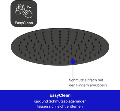 Duravit Universal Duschkopf aus Edelstahl, Duschbrause mit Strahlart Rain, Duscharmatur rund (Ø 300