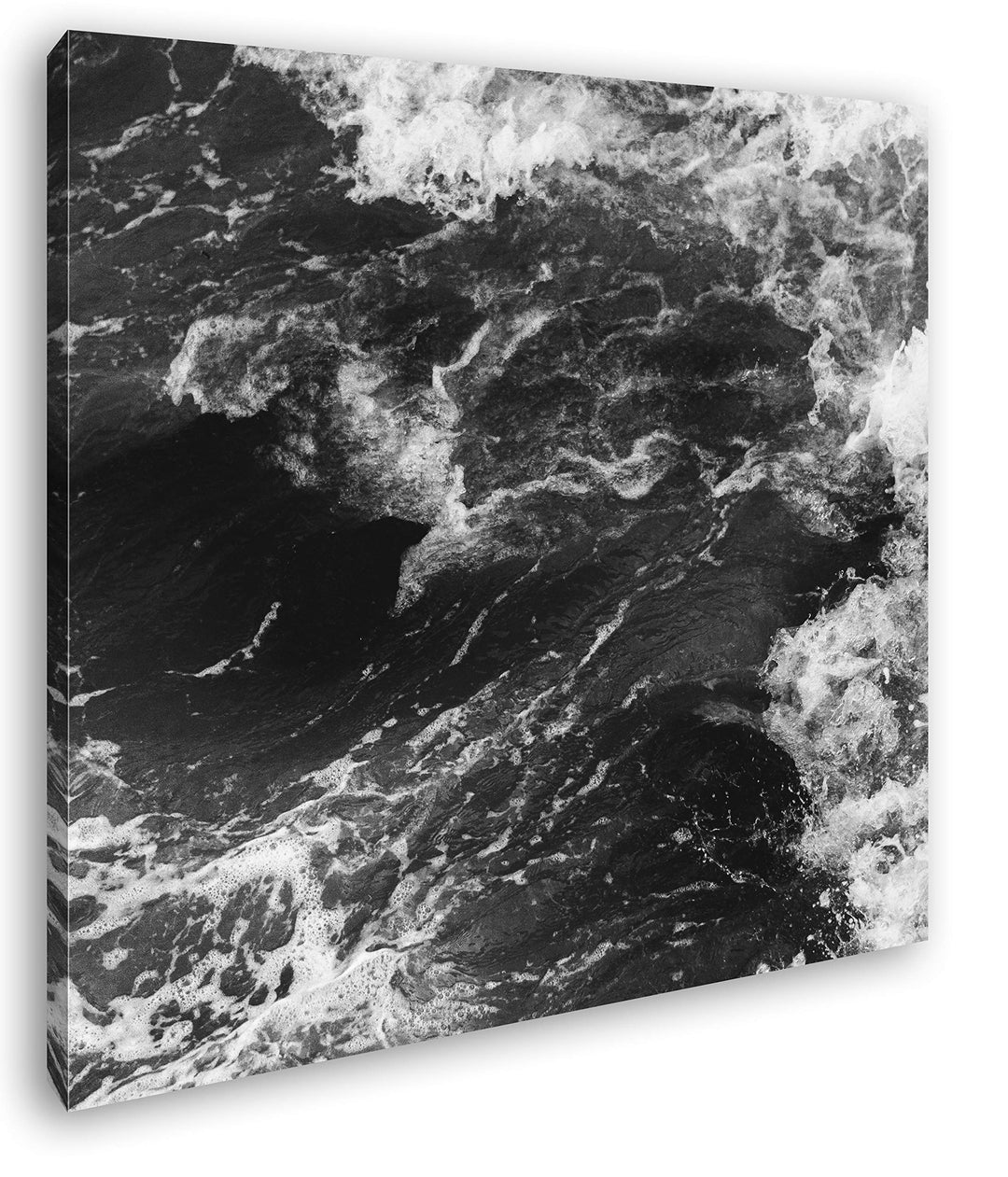 deyoli stürmische Wellen Format: 60x60 Effekt: Schwarz&amp;Weiss als Leinwandbild, Motiv auf Echtholzrah