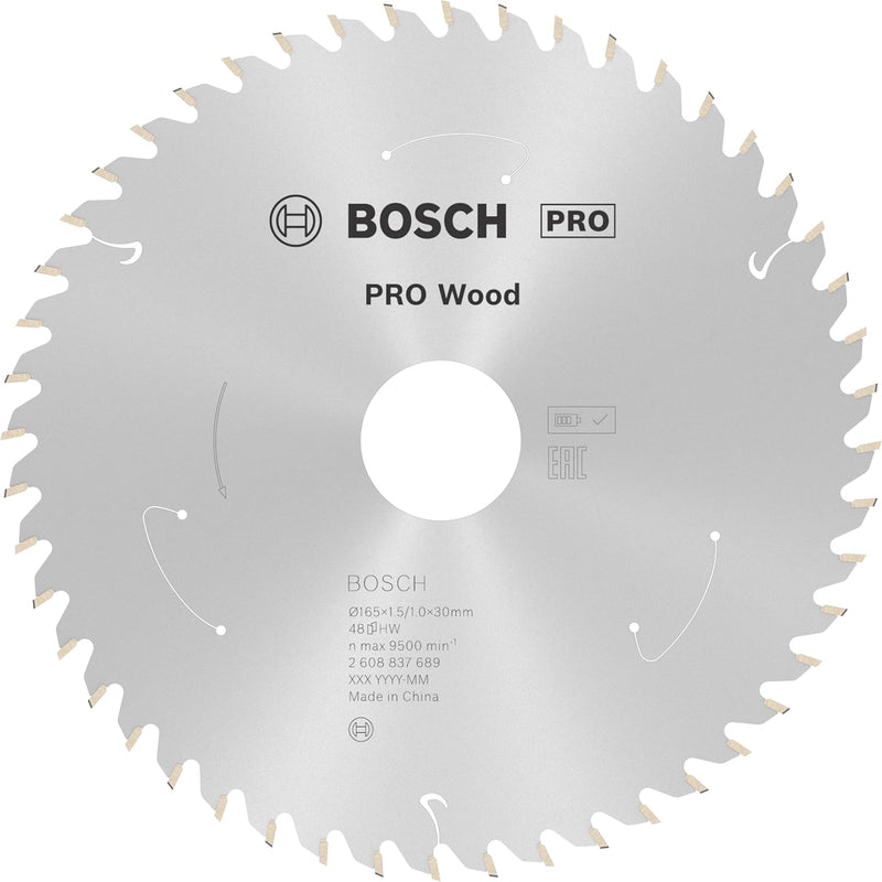 Bosch Accessories 1x Kreissägeblatt Standard for Wood (Holz, Sägeblatt Ø 165 x 30 x 1,5 mm, 48 Zähne