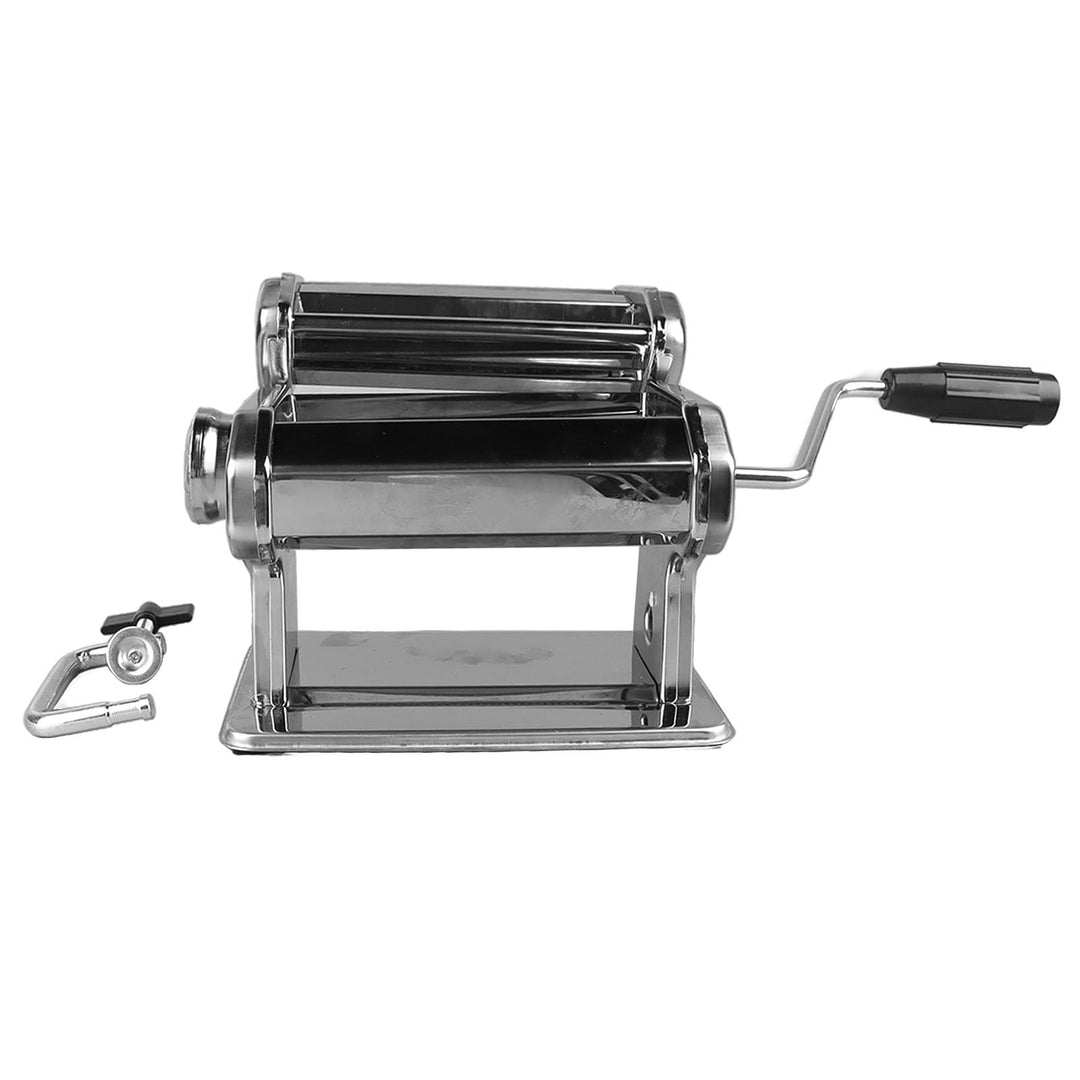 Nudelmaschine, Pizzateig-Roller, Teigroller aus Edelstahl mit Handkurbel, Teigausrollmaschine mit 7