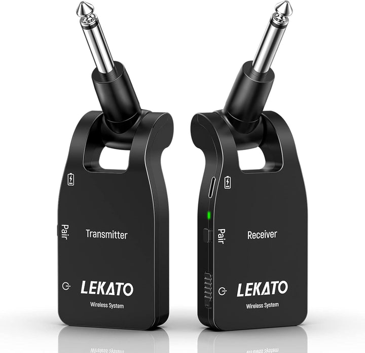 LEKATO 2.4GHz Aufgerüstet Wireless Gitarrensystem E Gitarren Sender mit Kabellos Gitarre Transmitter