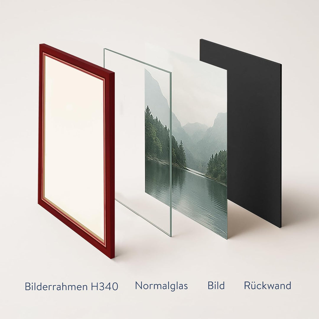 WANDStyle Bilderrahmen Rot 10x15 cm aus Holz im Landhaus-Stil mit Aufsteller und Aufhänger, Fotorahm