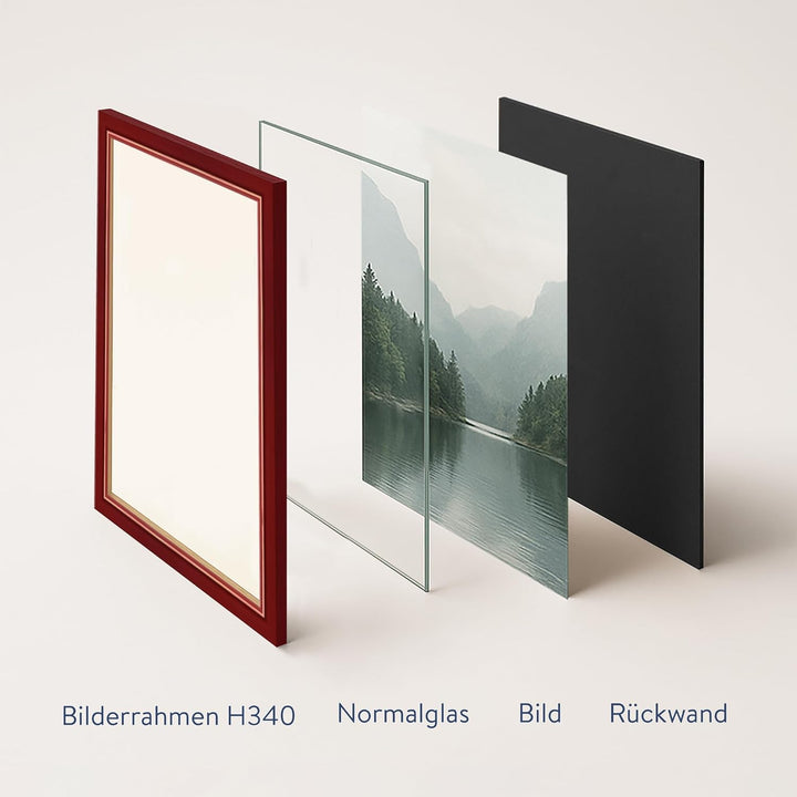 WANDStyle Bilderrahmen Rot 10x15 cm aus Holz im Landhaus-Stil mit Aufsteller und Aufhänger, Fotorahm