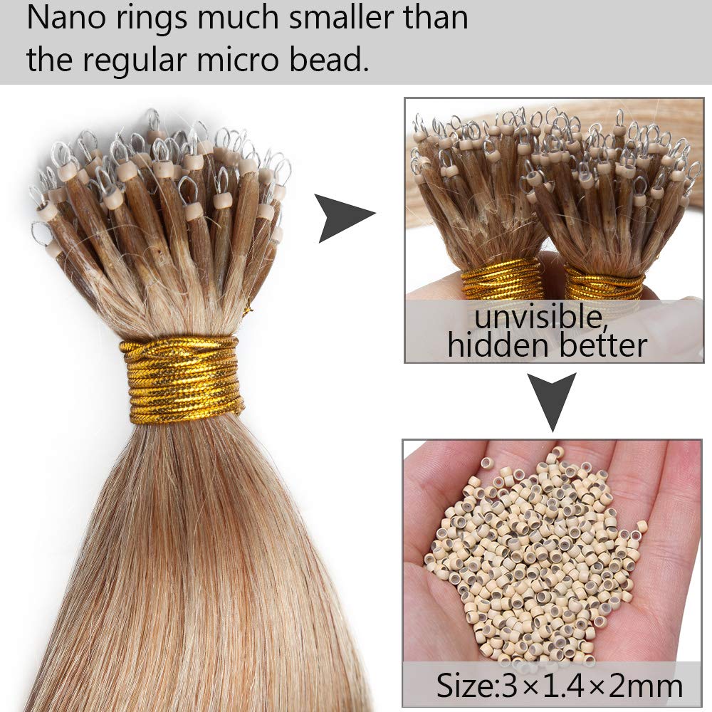 SEGO Nanoring Extension Echthaar 1g Loop Haarverlängerung Haarteile 50 Strähnen Glatt 100% Remy Huma