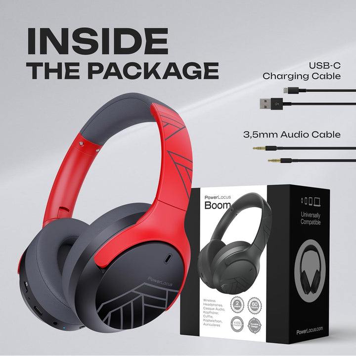 PowerLocus Bluetooth Kopfhörer Over Ear, 60 Std Spielzeit, Kopfhörer Kabellos mit 4 EQ-Modi, Hi-Fi S