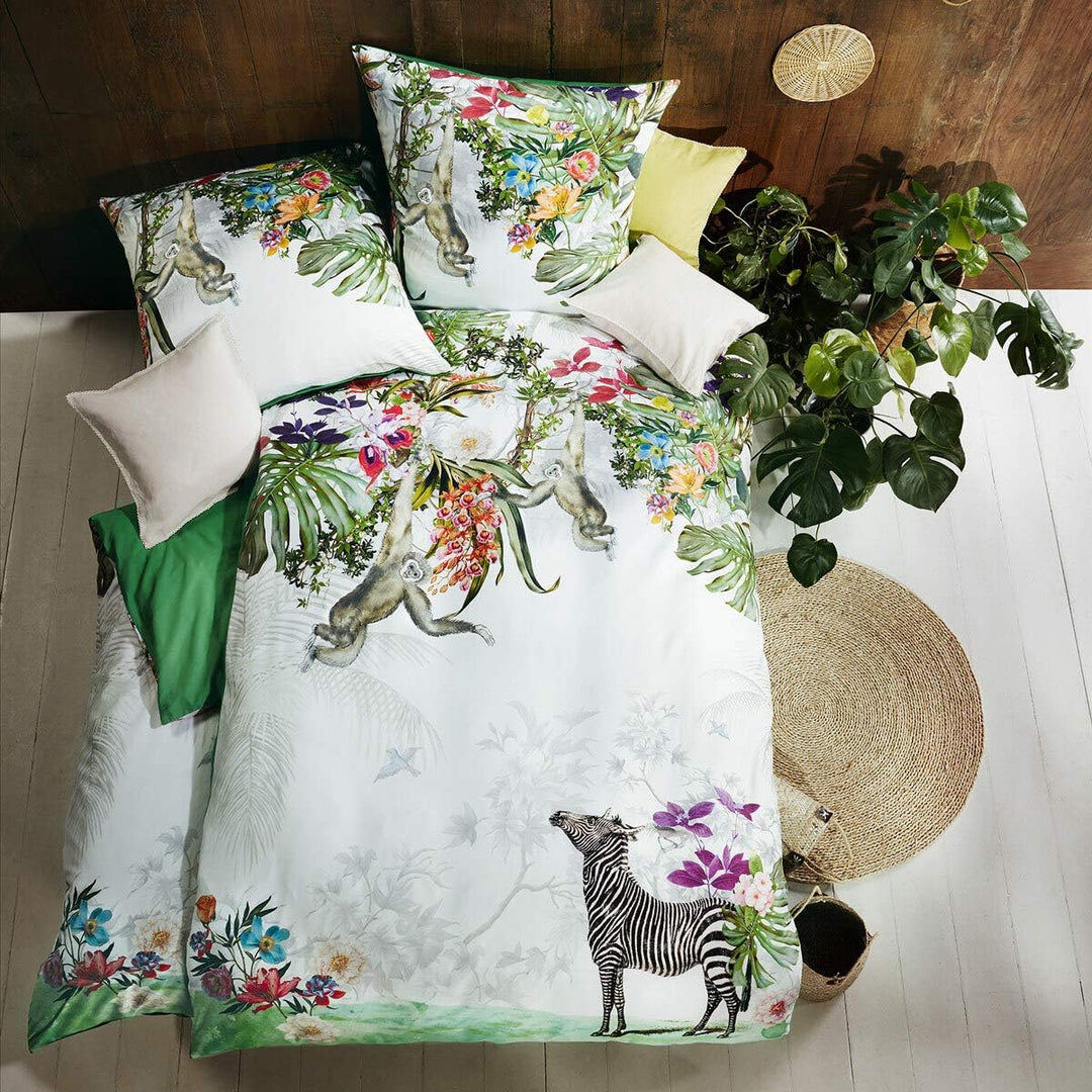 fleuresse Mako-Satin Bettwäsche Bed Art S Regenwald Exotic grün 1 Bettbezug 155 x 220 cm + 1 Kissenb