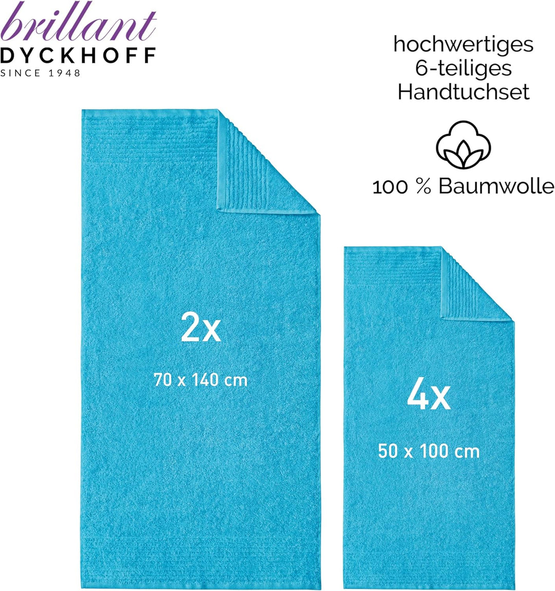 Dyckhoff 0410996455 Handtuchset "Brillant", 2 Badetücher / Duschtücher 70 x 140 cm und 4 Handtücher