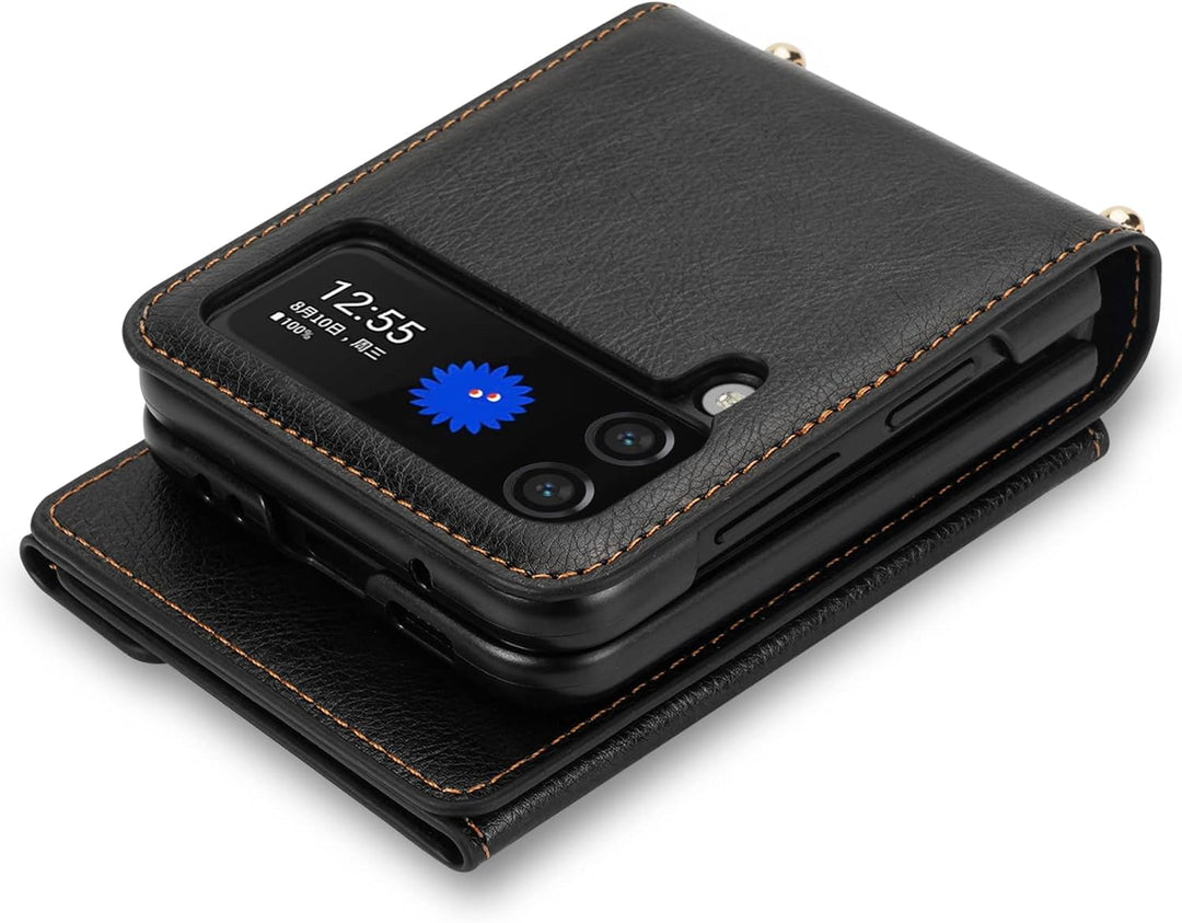 UDBKKDX Handyhülle für Samsung Galaxy Z Flip 4, Schutzhülle Mattes Leder mit Standfunktion hülle Kam