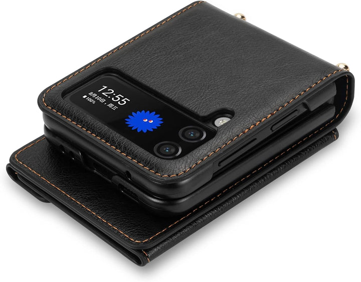 UDBKKDX Handyhülle für Samsung Galaxy Z Flip 4, Schutzhülle Mattes Leder mit Standfunktion hülle Kam