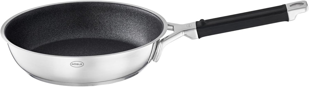 RÖSLE SILENCE PRO Bratpfanne, Pfanne mit kratzfester Premium-Antihaftversiegelung ProResist, Silikon