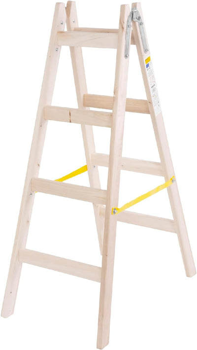 STREND PRO Holzleiter 4 Stufen 1,27m | IDEAL Malerleiter Holz für Malerarbeiten, Renovierungen, Repa