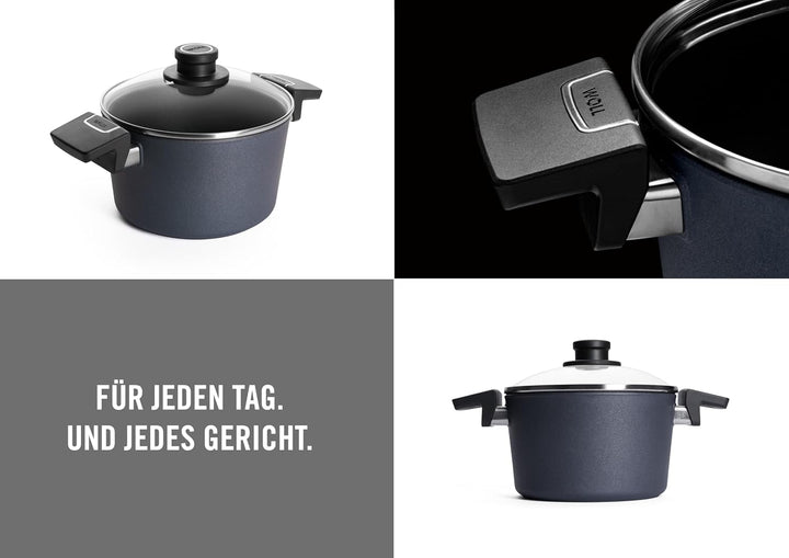 Woll Diamond Lite Induktion Kochtopf Gusstopf aus Aluminium-Schmiedeguss, mit 2 festen Seitengriffen