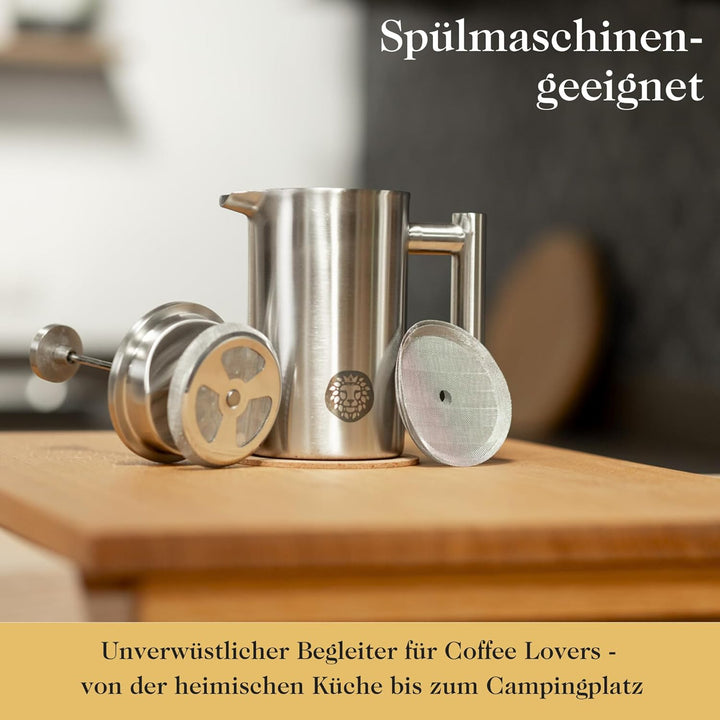 Barista Royal French Press - Hochwertige Frenchpress mit Warmhalte-Funktion - Kaffeebereiter - 1000m