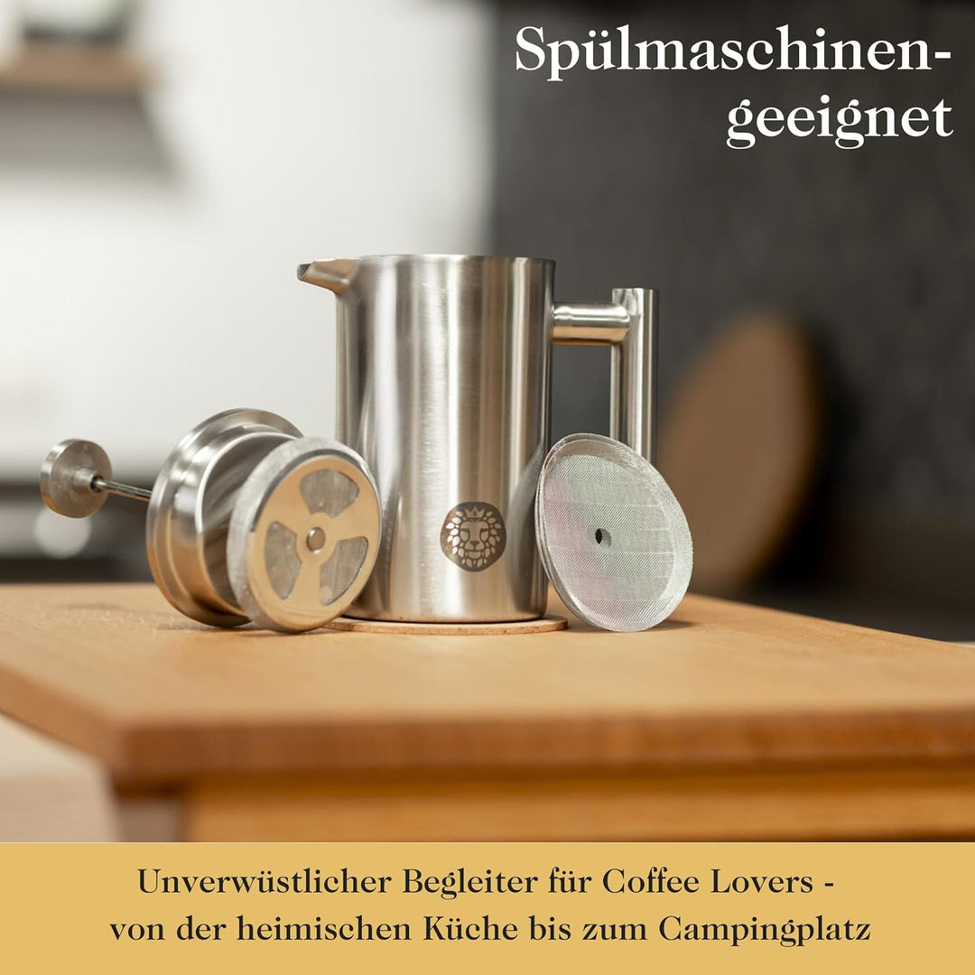 Barista Royal French Press - Hochwertige Frenchpress mit Warmhalte-Funktion - Kaffeebereiter - 600ml
