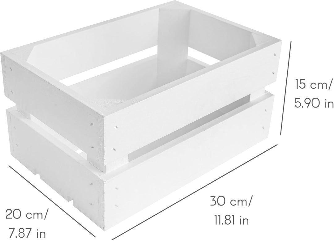 Creative Deco 3 x Kleine Holzkiste Weiss | 30 x 20 x 15 cm | Weinkisten Set Obstkiste Holz | Geschli
