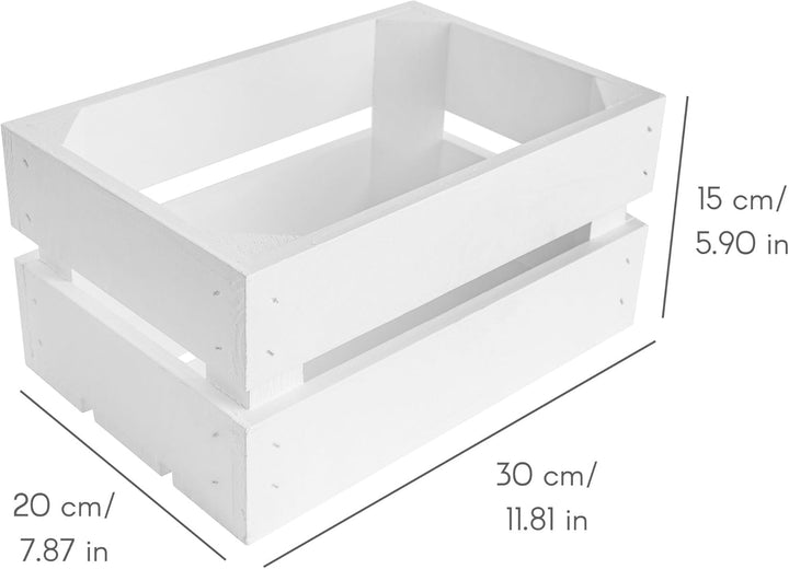 Creative Deco 3 x Kleine Holzkiste Weiss | 30 x 20 x 15 cm | Weinkisten Set Obstkiste Holz | Geschli