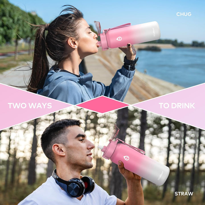 WEMEET 700ml Trinkflaschen mit Abnehmbarem Strohhalm, [18/10 Edelstahl] Wasserflasche mit Auslaufsic