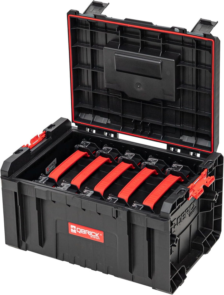 Qbrick System Werkzeugkoffer Werkzeugkasten Leer Werkzeugkiste PRO Toolbox 2.0 Schwarz Rot 450 x 334