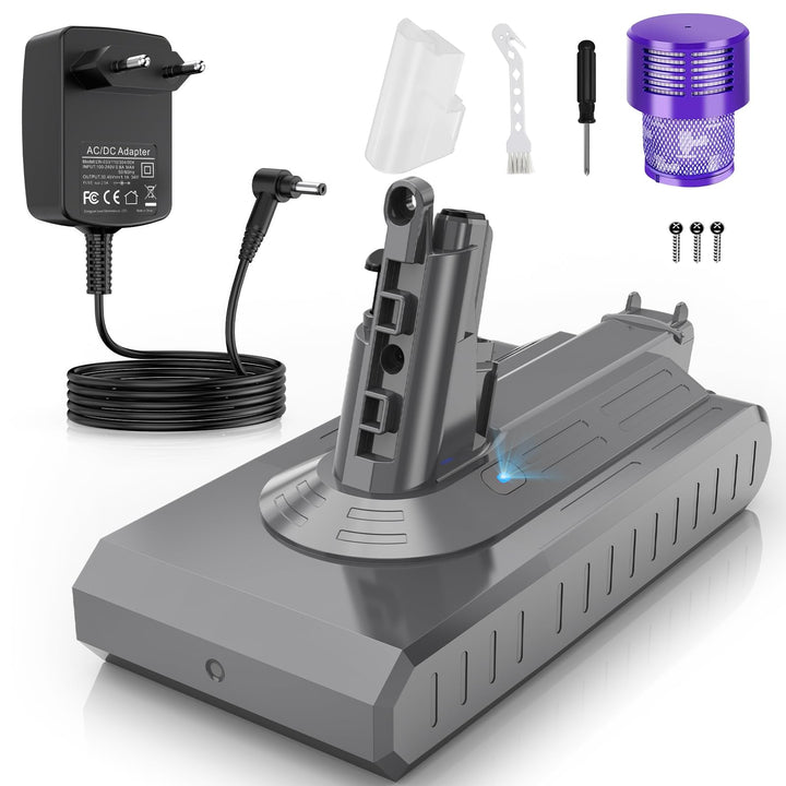 ASUNCELL 3900mAh V11 Akku für Dyson (Screw in Type) mit Ladegerät, Bürste und Schrauben, 25.2V Ersat